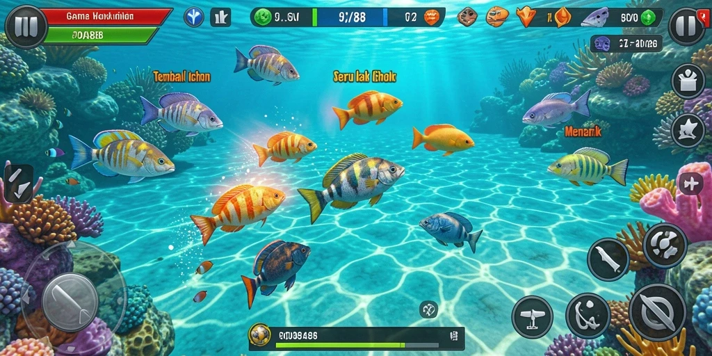 Tampilan gameplay seru dalam POA88 saat menembak ikan.